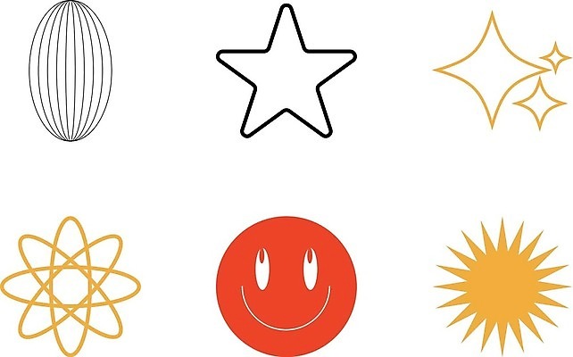 EPS 해외이미지 별 일러스트 추상 사람없음 그래픽 빨간색 반짝임 세트 노란색 라인아트 복고 엘리먼트 Y2K 해외202309 해외일러스트 자연요소 선 컬러 컨셉 무늬 모션 파일형식 벡터