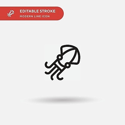 EPS 해외이미지 일러스트 그림자 타이포그라피 사람없음 라인아트 오징어 해외202309 해외일러스트 문자 선 연체동물 수중동물 파일형식 벡터