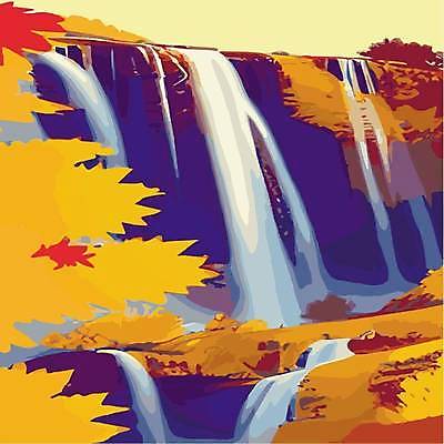 EPS 해외이미지 나무 백그라운드 단풍 일러스트 사람없음 물 폭포 해외202309 해외일러스트 자연요소 식물 잎 자연 파일형식 벡터