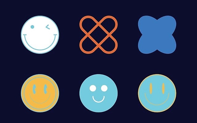 EPS 해외이미지 일러스트 추상 윙크 사람없음 그래픽 파란색 세트 노란색 검은색 라인아트 복고 엘리먼트 Y2K 해외202309 해외일러스트 선 컬러 컨셉 무늬 표정 파일형식 벡터