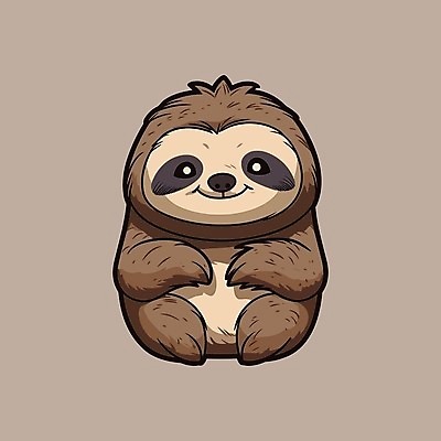 EPS 해외이미지 동물캐릭터 스티커 일러스트 사람없음 갈색 귀여움 나무늘보 해외202309 해외일러스트 일러캐릭터 동물 캐릭터 컬러 컨셉 파일형식 벡터