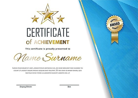 EPS 해외이미지 템플릿 별 일러스트 추상 경사 파란색 공백 우승 황금 플랫 졸업장 기하학 대회 승자 증명서 벡터 해외202309 해외일러스트 자연요소 컬러 무늬 졸업 최고 파일형식