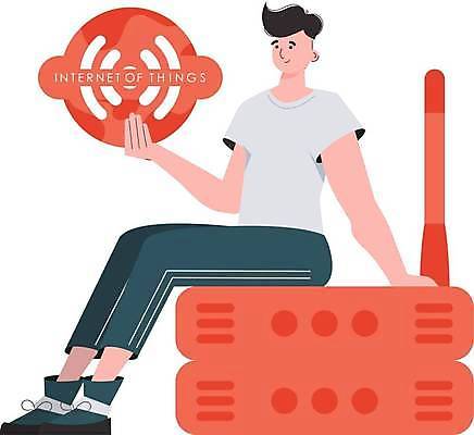 EPS 해외이미지 전신 남자 일러스트 한명 들기 앉기 성인 와이파이 사물인터넷 성인남자한명만 해외202309 해외일러스트 1 모션 정보기술 사람 무선인터넷 남자한명만 성인남자만 파일형식 벡터