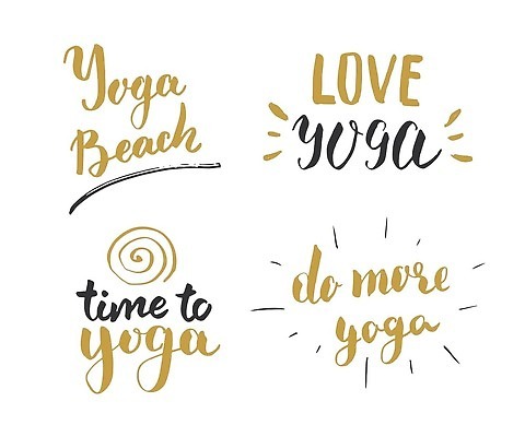 EPS 해외이미지 손글씨 일러스트 캘리그라피 요가 타이포그라피 사람없음 장식 손그림 빙글빙글 강조 해외202309 해외일러스트 문자 웰빙 파일형식 벡터