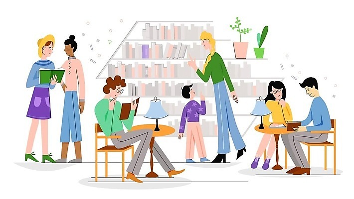 EPS 해외이미지 캐릭터 학생 디자인 여자 교육 어린이 선 과학 가구 백그라운드 컨셉 의자 일러스트 학교 탁자 책장 선반 사람 앉기 소년 성인 내부 그래픽 책 학습 스터디 방 덮개 플랫 도서관 읽기 책상 대학교 문학 일반 서점 벡터 해외202309 해외일러스트 일러캐릭터 남자 생활용품 모션 상점 뚜껑 파일형식