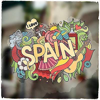 EPS 해외이미지 꽃 일러스트 축구공 사람없음 기타 스페인 낙서 가득함 마라카스 레터링 해외202309 해외일러스트 식물 유럽 공 축구용품 현악기 타악기 파일형식 벡터