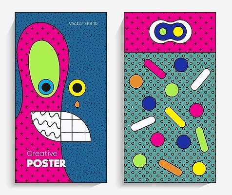 EPS 해외이미지 디자인 배너 포스터 패턴 일러스트 추상 사람없음 그래픽 컬러풀 화려 기하학 멤피스디자인 해외202309 해외일러스트 컬러 컨셉 무늬 파일형식 벡터