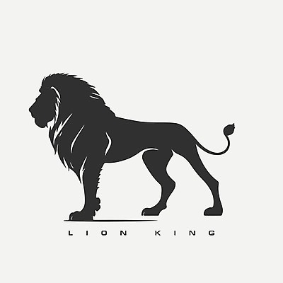 EPS 해외이미지 야생동물 선 일러스트 사람없음 검은색 사자 심볼 심플 해외202309 해외일러스트 동물 컬러 포유류 파일형식 벡터