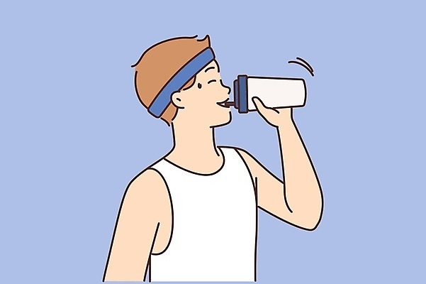 EPS 해외이미지 남자 스포츠 일러스트 한명 들기 상반신 성인 운동 마시기 머리띠 텀블러 성인남자한명만 해외202309 해외일러스트 1 장신구 모션 건강 사람 컵 남자한명만 성인남자만 파일형식 벡터