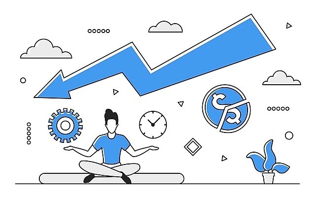 EPS 해외이미지 전신 남자 화살표 일러스트 비즈니스 한명 성인 파란색 디지털 정보 업무 하락 스마트 분석 온라인 경영 데이터베이스 인터페이스 성인남자한명만 해외202310 해외일러스트 1 컬러 컨셉 사람 작업 남자한명만 성인남자만 파일형식 벡터