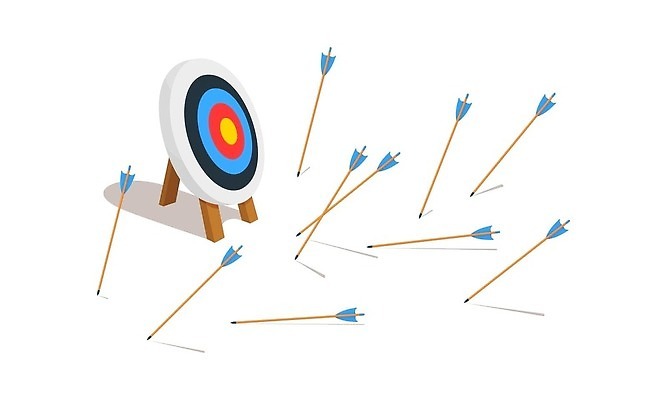 EPS 해외이미지 스포츠 컨셉 일러스트 비즈니스 화살 아이디어 도전 게임 원형 실패 목표 계획 다트 심볼 연습 흔적 기회 슛 노력 양궁 포인트 실수 골 때리기 마케팅 오류 잘못 적자 벡터 해외202309 해외일러스트 도형 모션 놀이 금융 좌절 파일형식