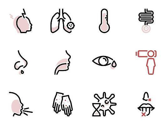 EPS 해외이미지 선 일러스트 피곤 사람 세트 글로벌 고통 열 감각 호흡기관 플랫 바이러스 맛 위험 코 냄새 두통 윤곽 감염 온도 여드름 고립 기간 기침 재채기 적자 전염병 증상 편두통 사스 코로나바이러스 해외202309 해외일러스트 감정 컨셉 신체부위 장기_의학 질병 파일형식 벡터