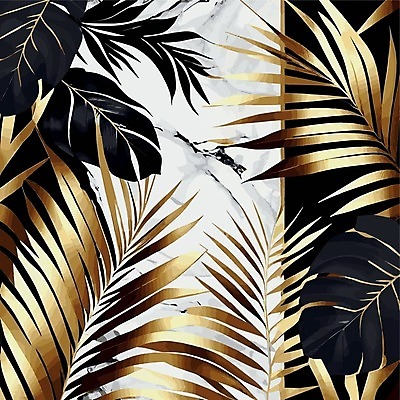 EPS 해외이미지 백그라운드 일러스트 사람없음 금색 풀잎 보테니컬아트 해외202309 해외일러스트 컬러 잎 풀_식물 파일형식 벡터