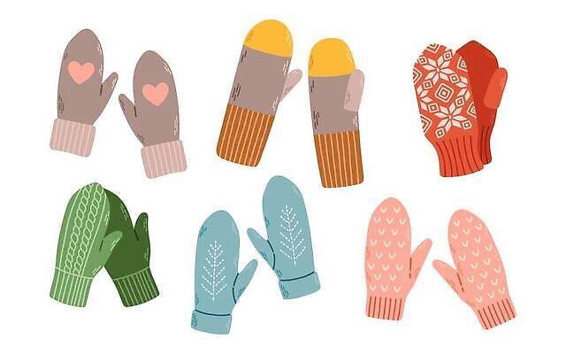 EPS 해외이미지 디자인 옷 장갑 겨울 일러스트 따뜻함 그래픽 장식 세트 유행 추위 직물 쌍 플랫 만화 수집 오브젝트 니트 양모 고립 엘리먼트 벡터 손모아장갑 해외202309 해외일러스트 잡화 계절 상의 파일형식