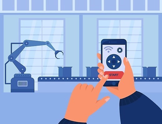 EPS 해외이미지 손 산업 컨셉 일러스트 비즈니스 통신 공장 미래 노동자 스마트폰 컴퓨터 잡기 엔지니어 플랫 어플리케이션 제조 감독 통제 무선전화기 스마트 로봇 전자 감시 시스템 팔 멀리 국회 혁명 경영 방법 운영자 자동 지능 컨베어밸트 벡터 1인칭시점 해외202309 해외일러스트 직업 시선 공업 모션 신체부위 전자제품 핸드폰 스마트기기 기계 기술자 전화기 파일형식