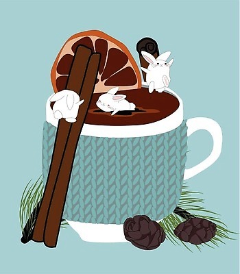 EPS 해외이미지 무료이미지 음료 겨울 일러스트 머그컵 토끼 솔방울 시나몬 해외202309 해외일러스트 계절 포유류 컵 반려동물 파일형식 벡터 무료콘텐츠