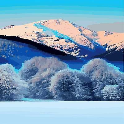 EPS 해외이미지 나무 일러스트 사람없음 설원 겨울풍경 설산 눈덮임 해외202309 해외일러스트 식물 컨셉 겨울 산 눈_날씨 풍경 파일형식 벡터