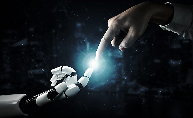 포토 해외이미지 손 비즈니스 미래 신체부위 파란색 스크린 기계 터치 가리킴 로봇 AI_인공지능 해외202309 해외포토 AI파일 컬러 컨셉 사람 손짓 파일형식 벡터