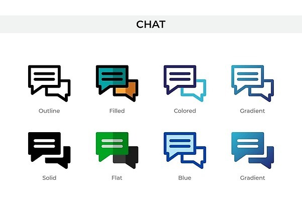EPS 해외이미지 선 말풍선 사람없음 파란색 세트 다양 면 심볼 심플 채팅 해외202309 컬러 다수 파일형식 벡터