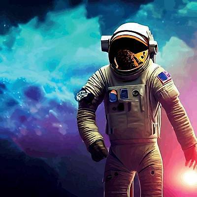 EPS 해외이미지 일러스트 한명 사람 상반신 성인 빛 우주 우주비행사 우주복 우주탐사 성인한명만 해외202309 해외일러스트 1 옷 성인만 파일형식 벡터