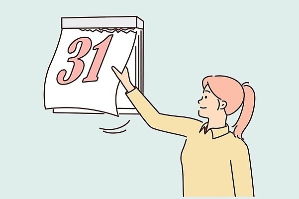 EPS 해외이미지 여자 일러스트 한명 상반신 성인 달력 찢어짐 성인여자한명만 해외일러스트 1 모션 사람 여자한명만 성인여자만 파일형식 벡터