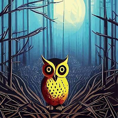 EPS 해외이미지 나무 야생동물 일러스트 사람없음 야간 숲 부엉이 해외202309 해외일러스트 자연요소 식물 동물 조류 파일형식 벡터