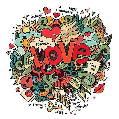 EPS 해외이미지 일러스트 조류 사랑 사람없음 하트 낙서 편지 가득함 깃털 열쇠구멍 사랑의화살 레터링 해외202309 해외일러스트 모양 동물 감정 화살 파일형식 벡터