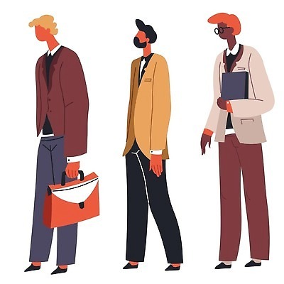 EPS 해외이미지 전신 남자 가방 일러스트 비즈니스 들기 성인 세명 서류파일 성인남자만 해외202309 해외일러스트 잡화 모션 사람 사무용품 남자만 성인만 파일형식 벡터