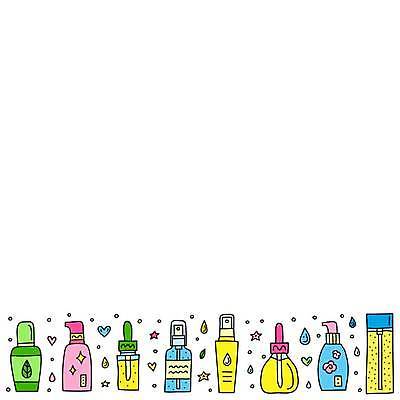 EPS 해외이미지 디자인 포스터 백그라운드 일러스트 사람없음 컬러풀 낙서 손그림 에센스 세럼 해외202309 해외일러스트 컬러 화장품 파일형식 벡터