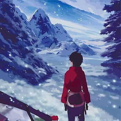 EPS 해외이미지 남자 일러스트 산 한명 상반신 성인 캠핑 눈내림 성인남자한명만 겨울풍경 눈덮임 해외202309 해외일러스트 1 컨셉 겨울 레저 눈_날씨 사람 풍경 남자한명만 성인남자만 파일형식 벡터