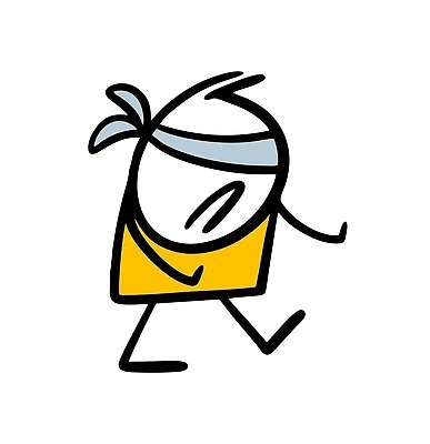 EPS 해외이미지 인물캐릭터 일러스트 한명 사람 걷기 눈가림 낙서 심플 해외202309 해외일러스트 일러캐릭터 캐릭터 1 모션 가림 파일형식 벡터