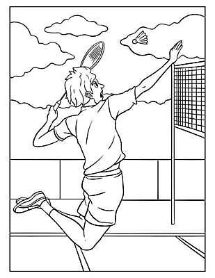 EPS 해외이미지 디자인 실루엣 어린이 선 스포츠 컬러 백그라운드 일러스트 놀이 그래픽 게임 라켓 그물 그림 윤곽 배드민턴 손그림 페이지 걸음마 색칠공부 벡터 해외202309 해외일러스트 스포츠용품 모션 촬영기법 사람 학습 구기 색칠 파일형식