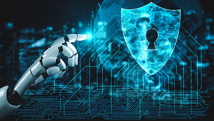 JPG 해외이미지 손 일러스트 미래 기술 신체부위 파란색 지구본 3D 디지털 터치 가리킴 네트워크 로봇 보안 열쇠구멍 방패 해외202309 해외포토 포토 컬러 컨셉 안전 사람 손짓 디지털합성 파일형식