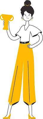 EPS 해외이미지 여자 허리손 일러스트 한명 들기 성인 잡기 우승 대표 상패 트로피 라인아트 승자 성인여자한명만 해외202309 해외일러스트 1 선 포즈 모션 사람 최고 상_우승 여자한명만 성인여자만 파일형식 벡터