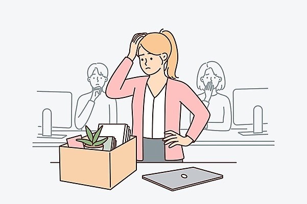 EPS 해외이미지 여자 화분 화초 일러스트 한명 상반신 성인 노트북 상자 모니터 정리 우울감 성인여자한명만 해외일러스트 식물 1 감정 사람 전자제품 컴퓨터 여자한명만 성인여자만 파일형식 벡터