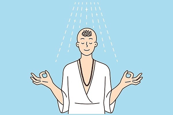 EPS 해외이미지 여자 불교 일러스트 한명 손짓 상반신 성인 눈감음 명상 승복 성인여자한명만 해외202309 해외일러스트 1 종교 모션 사람 여자한명만 성인여자만 파일형식 벡터