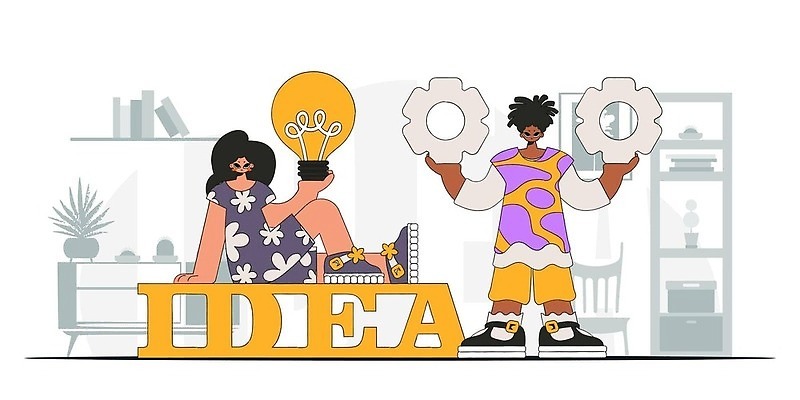 EPS 해외이미지 컨셉 일러스트 통신 상상 성공 설계 아이디어 창조 업무 그룹 계획 결심 대표 유연 분석 비전 격려 해결 혁명 발명 시너지 인내 제안 지원 콜라보레이션 브레인스토밍 해외202309 해외일러스트 감정 모션 작업 파일형식 벡터