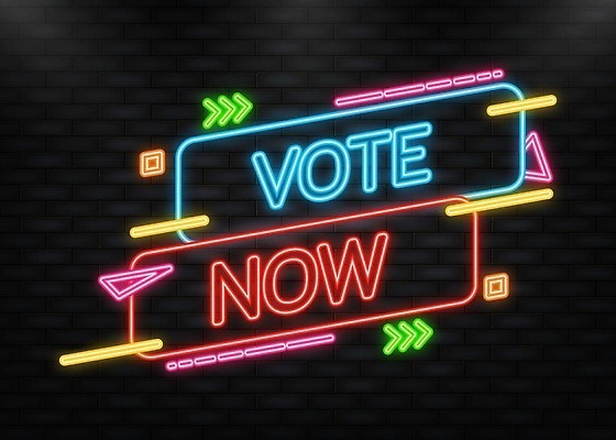 EPS 해외이미지 배너 화살표 선 일러스트 사람없음 사각형 삼각형 투표 네온 현재 해외202309 해외일러스트 도형 컨셉 선거 파일형식 벡터