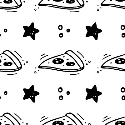 EPS 해외이미지 패턴 일러스트 피자 패스트푸드 사람없음 흰색 낙서 해외202309 해외일러스트 컬러 무늬 서양음식 인스턴트 파일형식 벡터