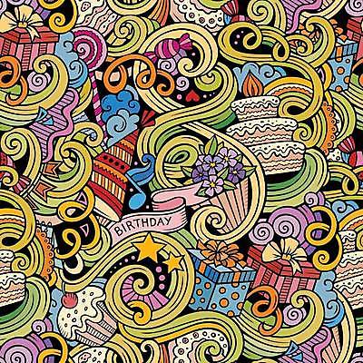 EPS 해외이미지 꽃 별 리본 화분 백그라운드 잎 패턴 음표 일러스트 사탕 사람없음 선물상자 케이크 생일 낙서 컵케이크 가득함 해외일러스트 자연요소 식물 기호 기념일 음악 무늬 디저트 선물 상자 파일형식 벡터