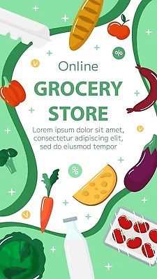 EPS 해외이미지 무료이미지 백그라운드 채소 일러스트 식재료 초록색 신선 온라인 식료품점 식품점 해외202309 해외일러스트 컬러 상점 파일형식 벡터 무료콘텐츠