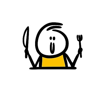 EPS 해외이미지 인물캐릭터 포크 일러스트 한명 들기 사람 나이프 낙서 심플 해외202309 해외일러스트 일러캐릭터 캐릭터 1 식기 모션 칼 파일형식 벡터