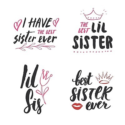 EPS 해외이미지 손글씨 꽃 잎 일러스트 캘리그라피 왕관 타이포그라피 사람없음 장식 하트 최고 입술 여동생 손그림 언니 해외202309 해외일러스트 모양 식물 문자 여자 가족 신체부위 자매 동생 파일형식 벡터