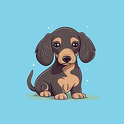 EPS 해외이미지 동물캐릭터 스티커 일러스트 사람없음 귀여움 닥스훈트 해외202309 해외일러스트 일러캐릭터 동물 캐릭터 컨셉 개 파일형식 벡터