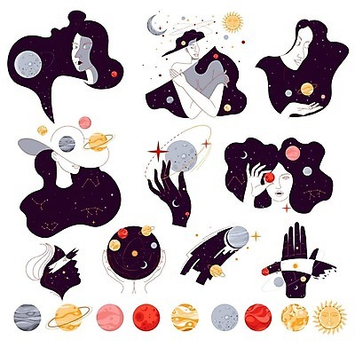 EPS 해외이미지 디자인 여자 별 지구 밭 일러스트 하늘 세계 햇빛 태양 우주 행성 인공위성 탐험 달 잡기 유성 회전 은하계 점성술 시스템 천문학 궤도 토성 성운 발견 목성 금성 해왕성 벡터 현실 해외202309 해외일러스트 자연요소 교육 농업 통신 모션 사람 파일형식