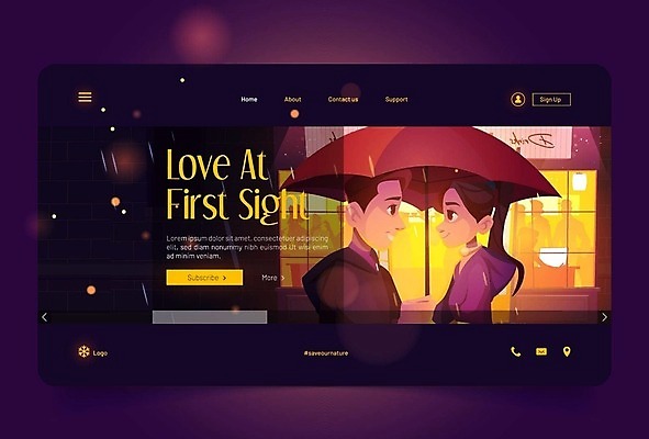 EPS 해외이미지 커플 응시 여자 남자 일러스트 우산 들기 상반신 성인 두명 마주보기 만화 첫눈 성인만 해외202309 해외일러스트 시선 관계 모션 눈_날씨 사람 파일형식 벡터