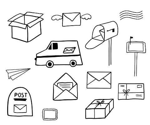 EPS 해외이미지 디자인 종이 선 백그라운드 일러스트 통신 자동차 선물 세트 상자 검은색 오픈 신용카드 메시지 이메일 낙서 스케치 편지 우체부 심볼 사인 그림 종이접기 뉴스레터 고립 헬프 벡터 해외202309 해외일러스트 템플릿 직업 육상교통 컬러 미술 금융 도움 접기 파일형식