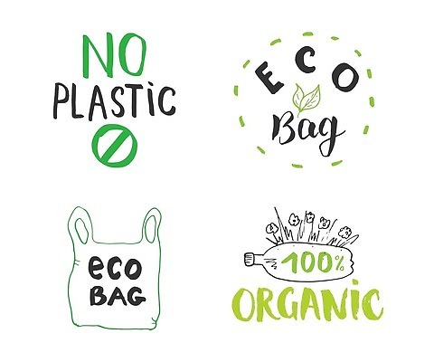 EPS 해외이미지 손글씨 꽃 점선 잎 일러스트 캘리그라피 타이포그라피 사람없음 장식 금지 에코 유기농 손그림 페트병 에코백 노플라스틱 해외202309 해외일러스트 식물 문자 웰빙 선 가방 환경 병_담는 파일형식 벡터 제로웨이스트