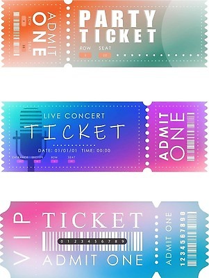 EPS 해외이미지 일러스트 타이포그라피 사람없음 티켓 극장 영화 쿠폰 초대 그라데이션 홀로그램 해외202309 해외일러스트 문자 문화예술 파일형식 벡터