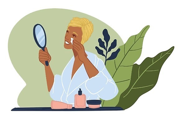 EPS 해외이미지 응시 여자 얼굴 일러스트 건강 사람 치료 뷰티 스파 화장품 거울 촉촉함 신선 어플리케이션 상품 매끈함 피부 크림 피부관리 로션 튜브 내추럴 돌봄 보습 수분크림 완벽 위생관리 노화 벡터 신청 해외202309 해외일러스트 시선 컨셉 의학 모션 관리 신체부위 젖음 감각 파일형식